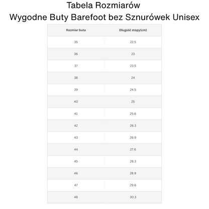 Wygodne Buty Barefoot bez Sznurówek Unisex
